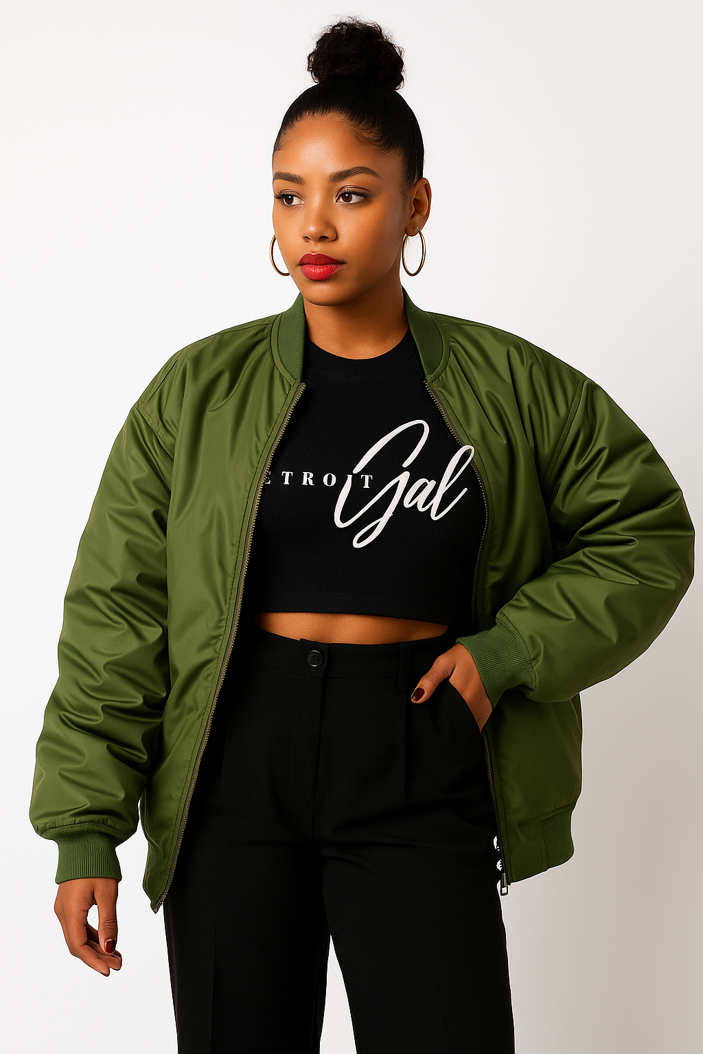 Detroit Gal Oversized Bomber Jacket
