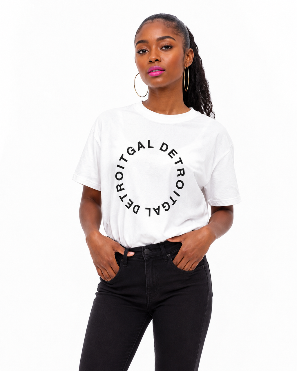 Detroit Gal Circle Logo Tee – White
