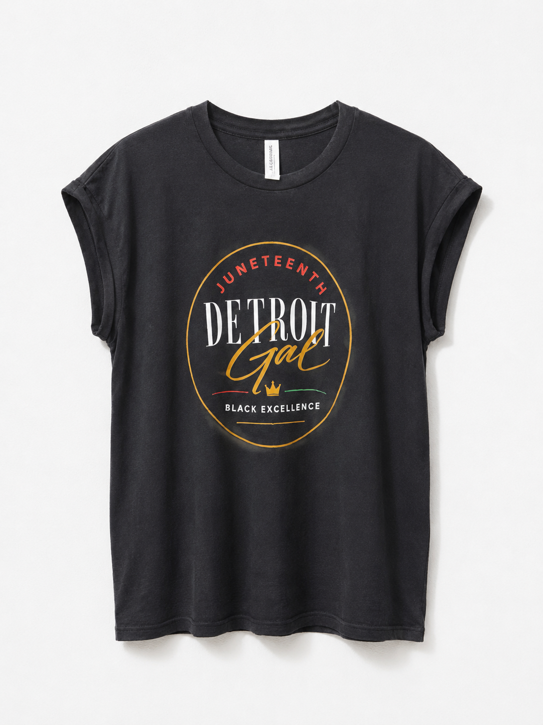 Juneteenth Detroit Gal Rolled Sleeve Tee